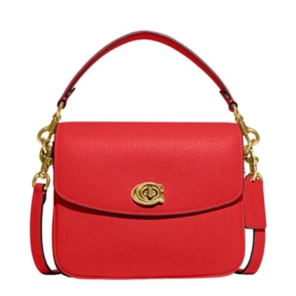 COACH Cassie Red Leather crossbody Shoulder Bag with top handle strap - Picture 1 of 7